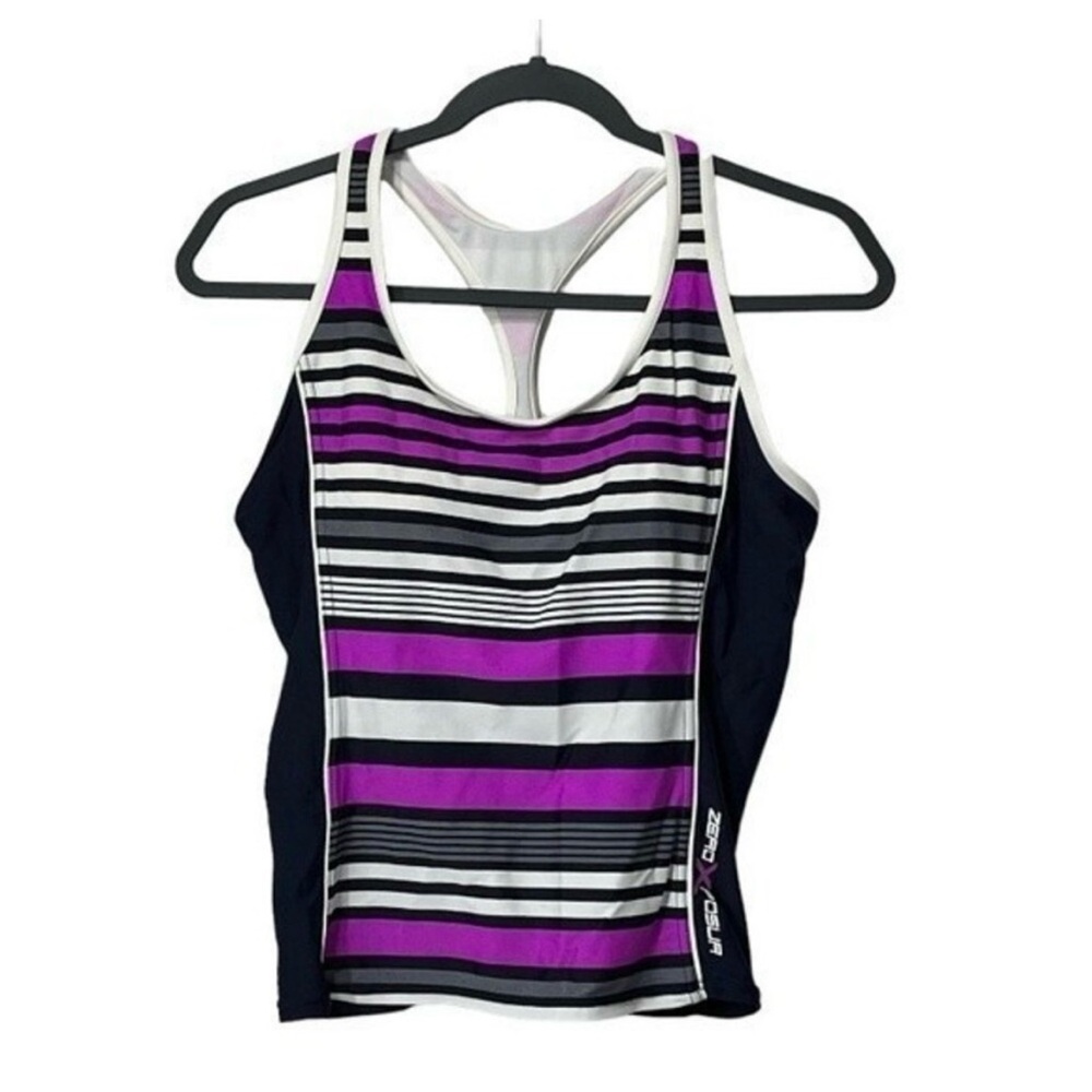 ZeroXposur Striped Racerback Tankini Top Size‎ 14